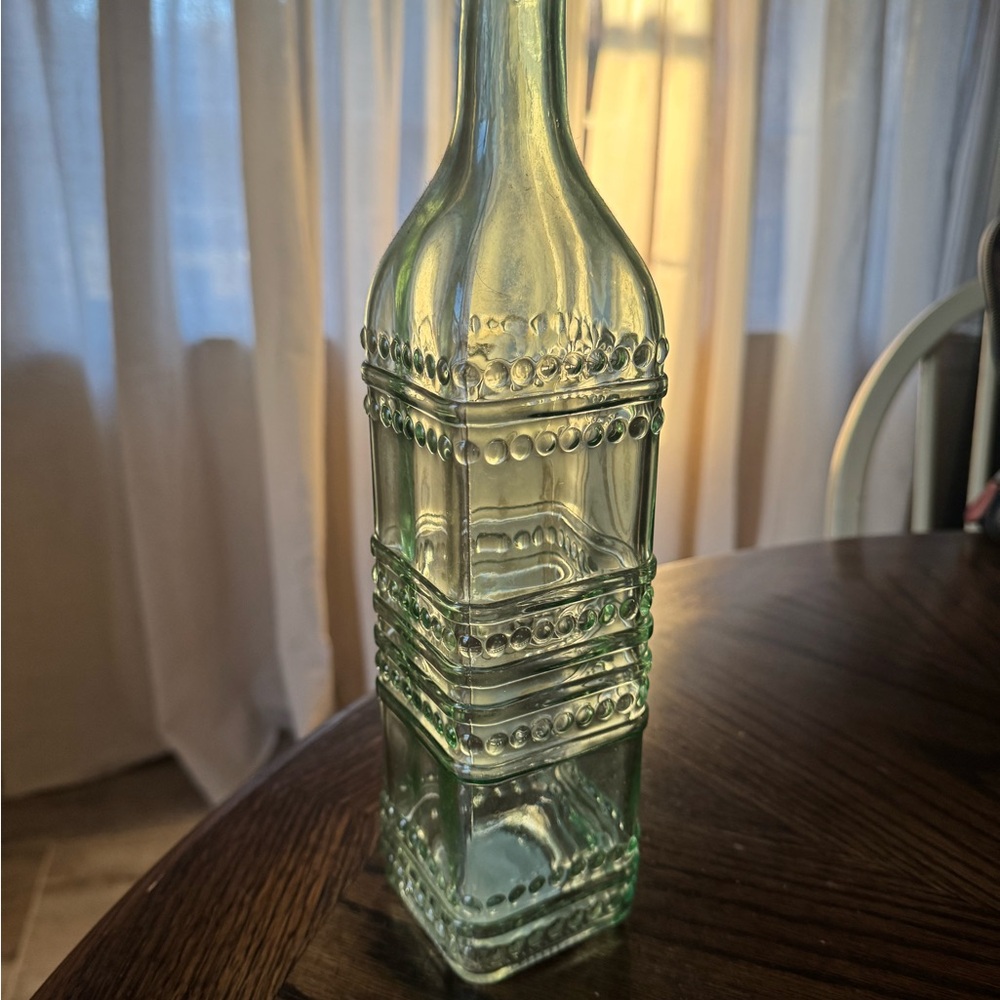 Textured Green Glass Bottle